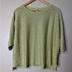 by Anthropologie  Alicia Shimmer Pullover Lime Green Linen Blend XS